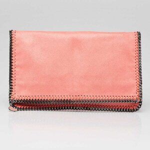 Stella McCartney Pink Shaggy Deer Faux-Leather Falabella Fold Over Clutch Bag